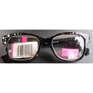 NEW +2.00 Betsey Johnson Black Pearls Reading Glasses 100% UV Protection